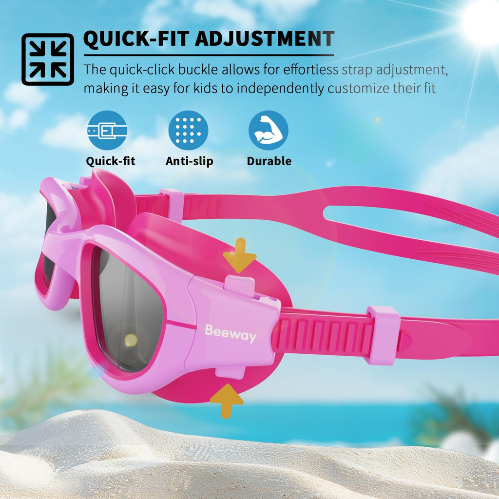 BEEWAY Kids Swimming Goggles for Boys Girls Age 6-14 Anti Fog & Leak Proof