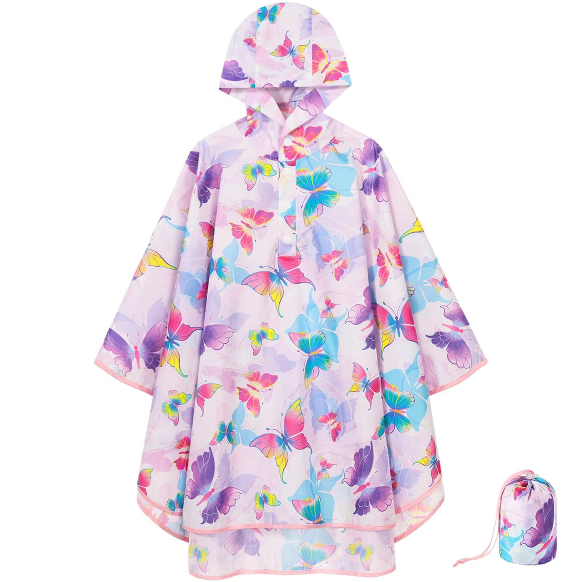 WAWSAM Kids Rain Poncho Waterproof Boys Girls Portable Raincoat Rain Jacket Lightweight Rainwear