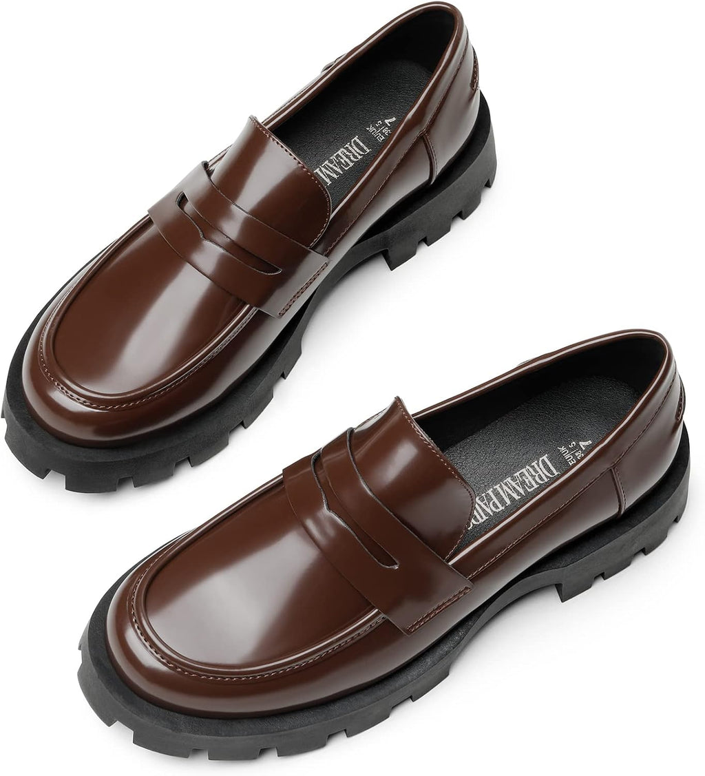 DREAM PAIRS Women's Loafers Lug Sole Slip On