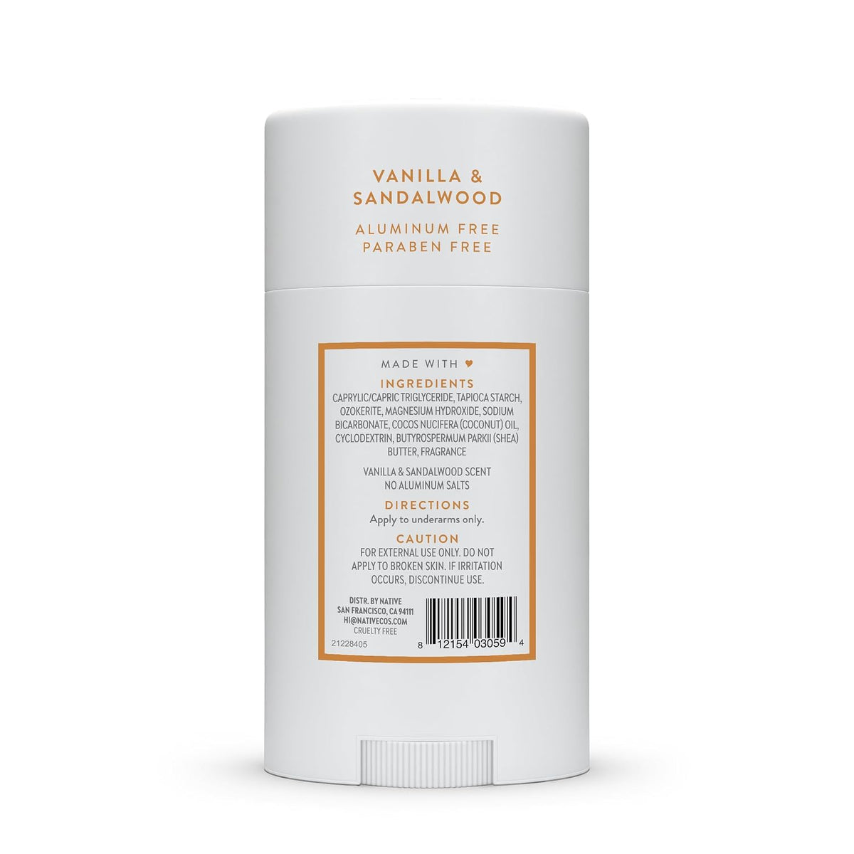 Native Aluminum-Free Deodorant for Women & Men, Coconut & Vanilla, 2.65oz
