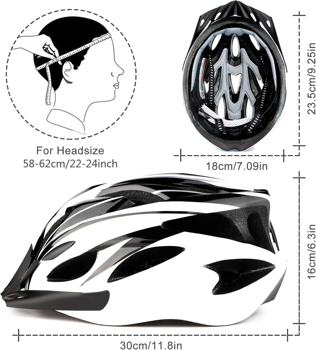 Cycle Helmet, Lightweight Bicycle Helmet, Adjustable Mountain & Road Bike Helmets for Adults, 18 Vents with Adjustable Strap & Detachable Visor for Mens Womens(Head Sizes58-62cm)