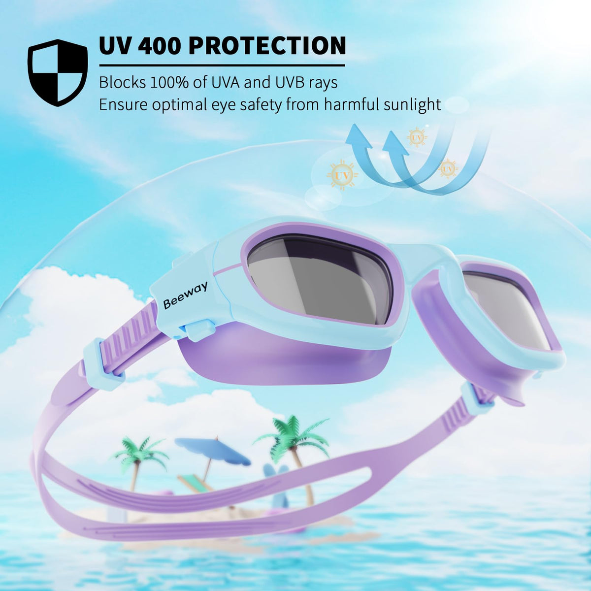 BEEWAY Kids Swimming Goggles for Boys Girls Age 6-14 Anti Fog & Leak Proof