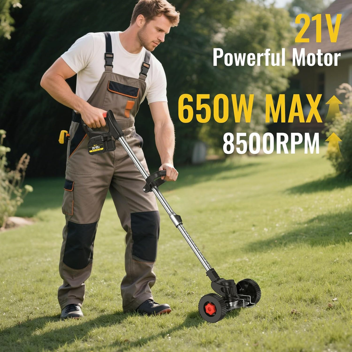 Cordless Grass Trimmer 21V 4.0Ah Garden Strimmer 4 Blades 1 Battery Conentool
