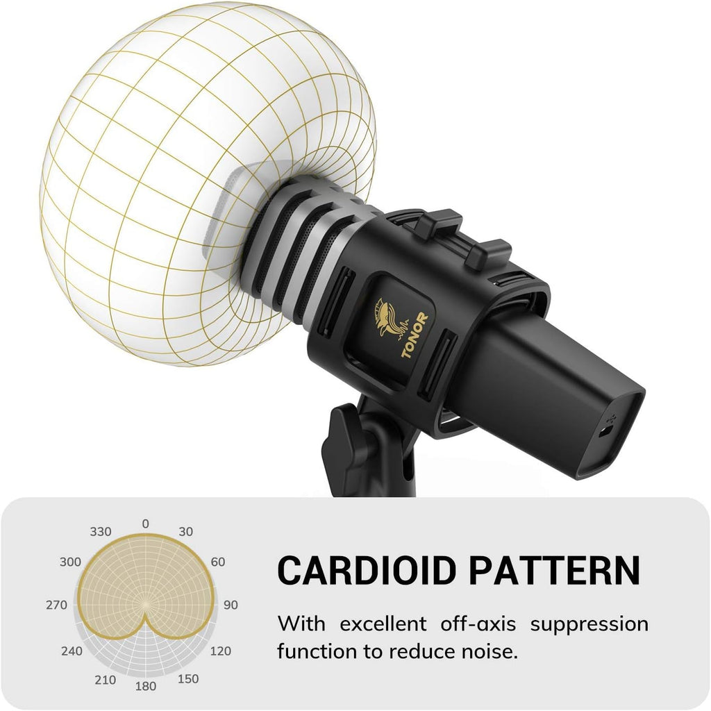 USB Microphone RGB Cardioid Condenser Gaming Podcast PC Mic TONOR Desktop