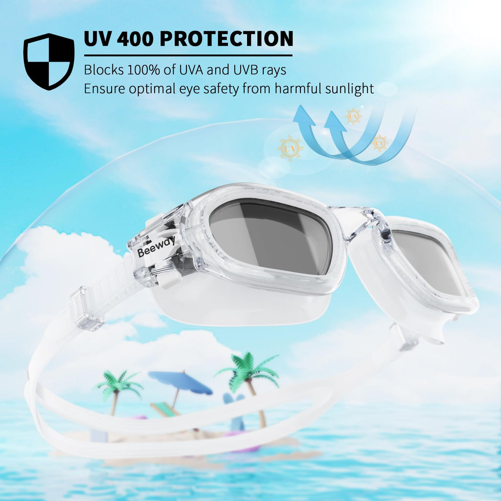 BEEWAY Kids Swimming Goggles for Boys Girls Age 6-14 Anti Fog & Leak Proof