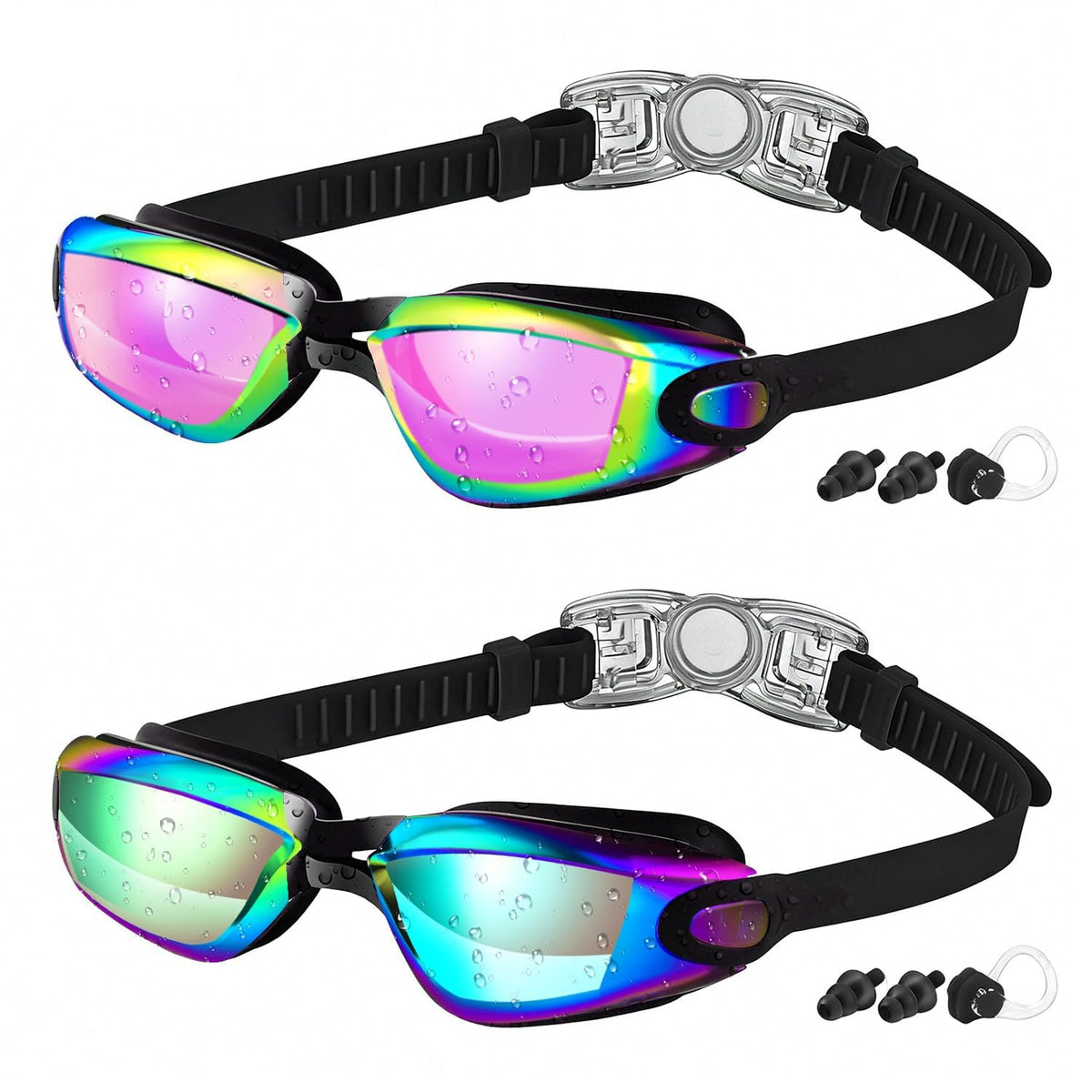 COOLOO Kids Swimming Goggles for Age 3-16, 2 Packs Anti-Fog Swim Goggles