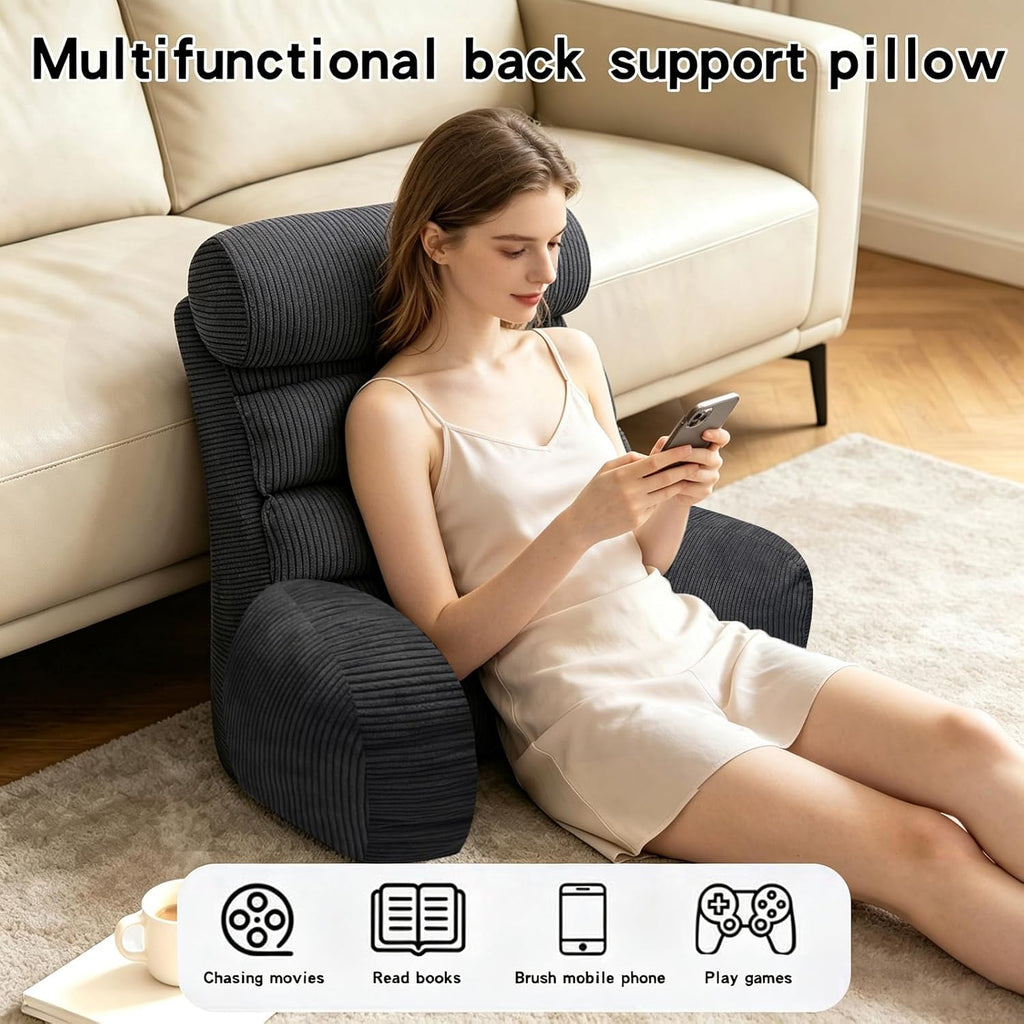 Reading Pillow for Bed Back Support Cuddle Cushion Sitting Upright Comfort Support-Orange Red