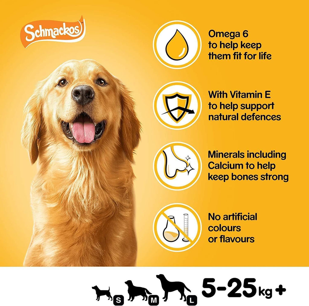 Pedigree Schmackos Mega Pack 110/112 Strips Snacks, Dog Treat Multipack with Beef, Lamb and Poultry Flavours