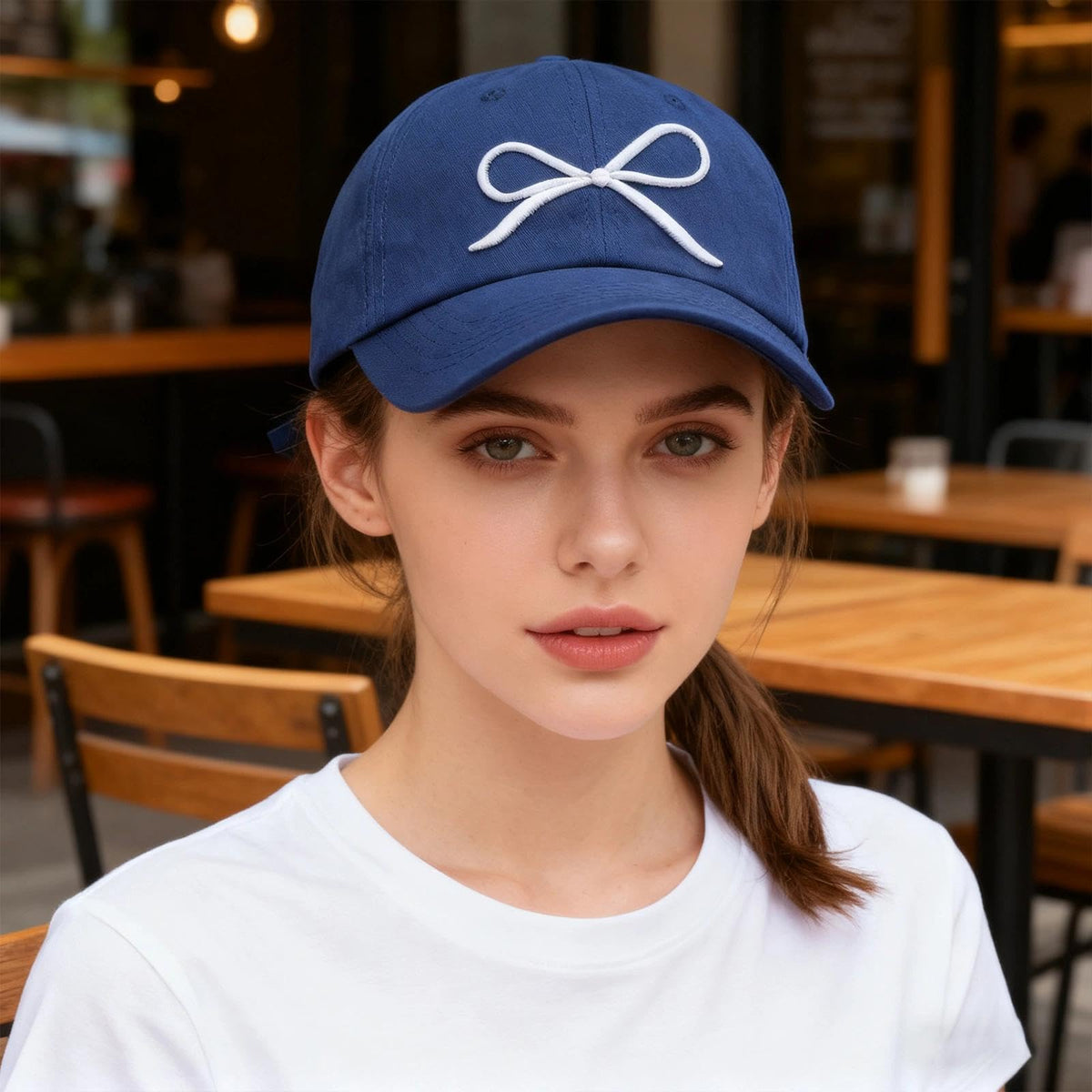 Baseball Cap Bow Embroidered Adjustable Vintage Washed Dad Hat Low Profile Unisex Casual Closure Classic Worn Look Headwear
