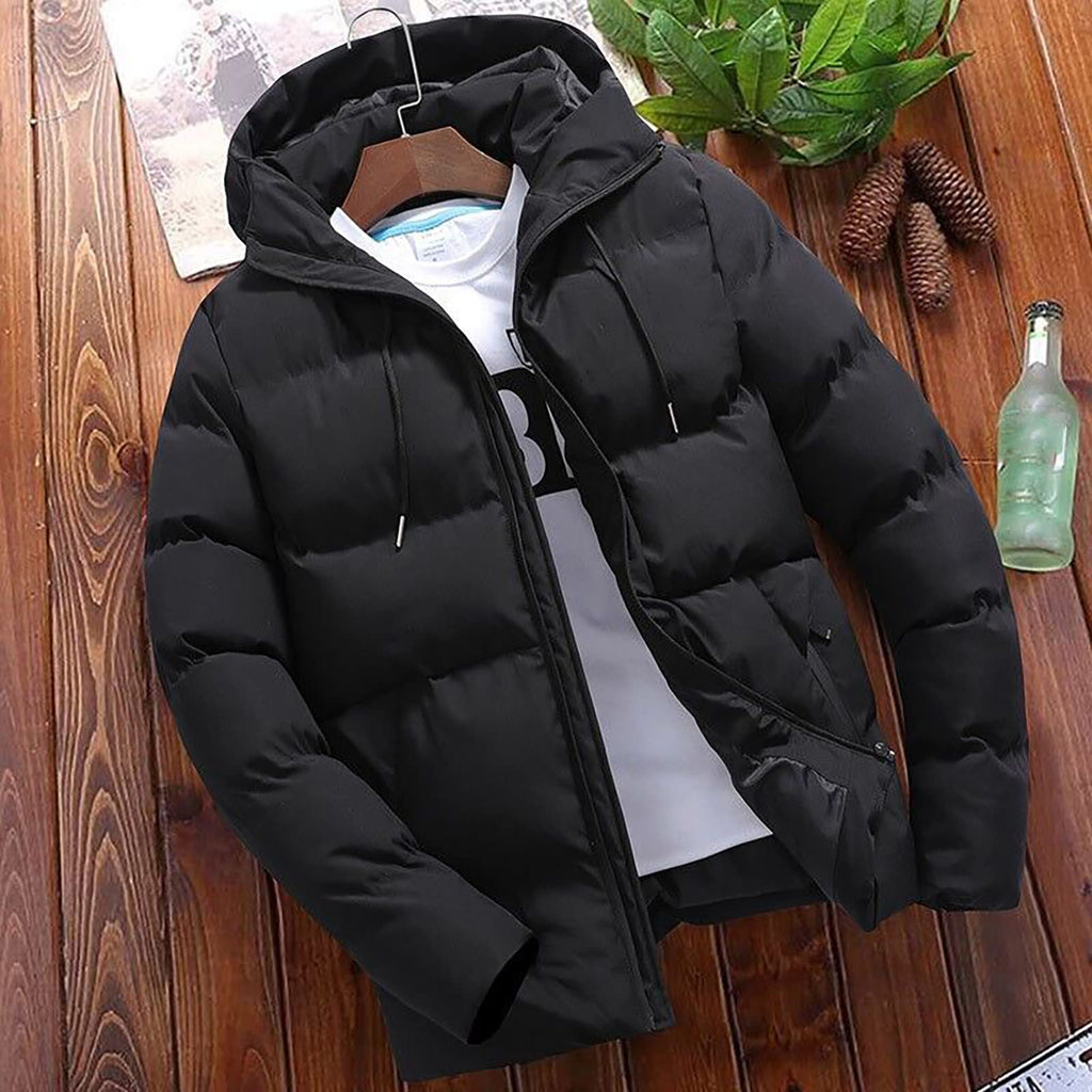 Winter Jackets for Men UK 2026 Thermal Warm Waterproof Zip Up Cargo Puffer Coats Outwear with Hood Cargo Fleece Jacket With Pockets Casual Pullover Work Plain Comfortable Sweatshirts