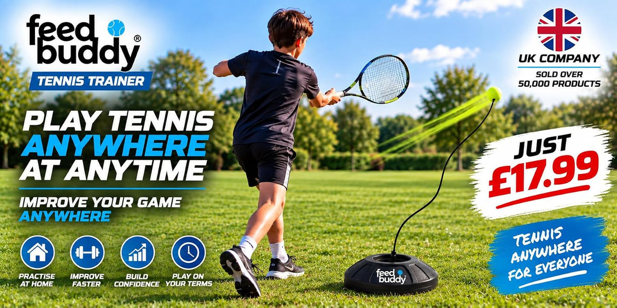 FEED BUDDY Tennis Trainer – Solo Practice Training Aid with Ball.