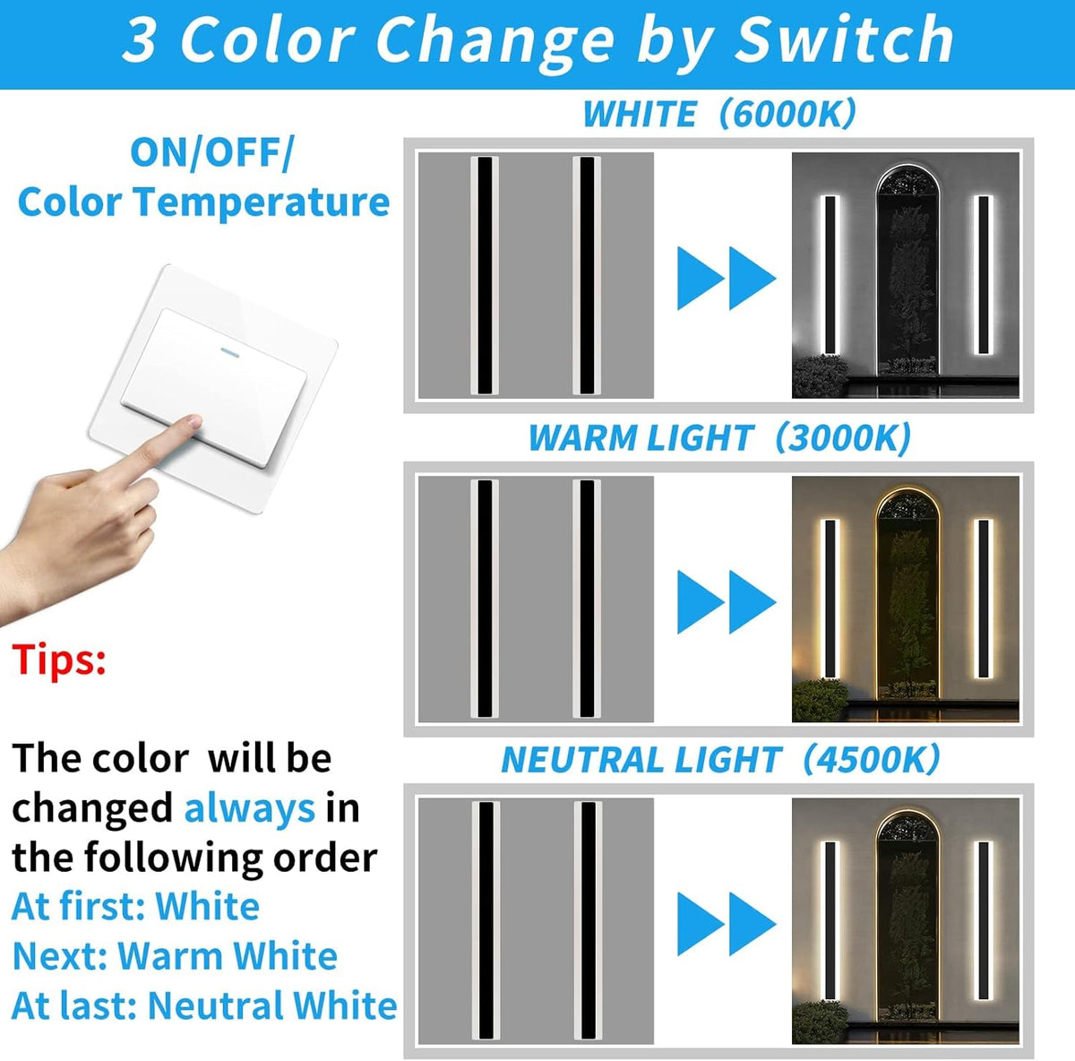 Outdoor LED Wall Light 120cm 42W Black IP65 Long Strip Garden Light Mikeru