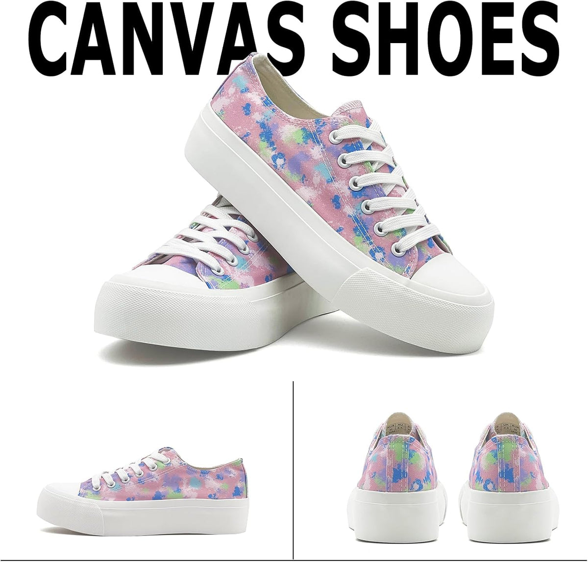 Ladies Canvas Shoes Women Platform Trainers Lace Up Pumps Plimsolls Fashion Sneakers Low Top Casual Canvas Tennis Shoes for Women