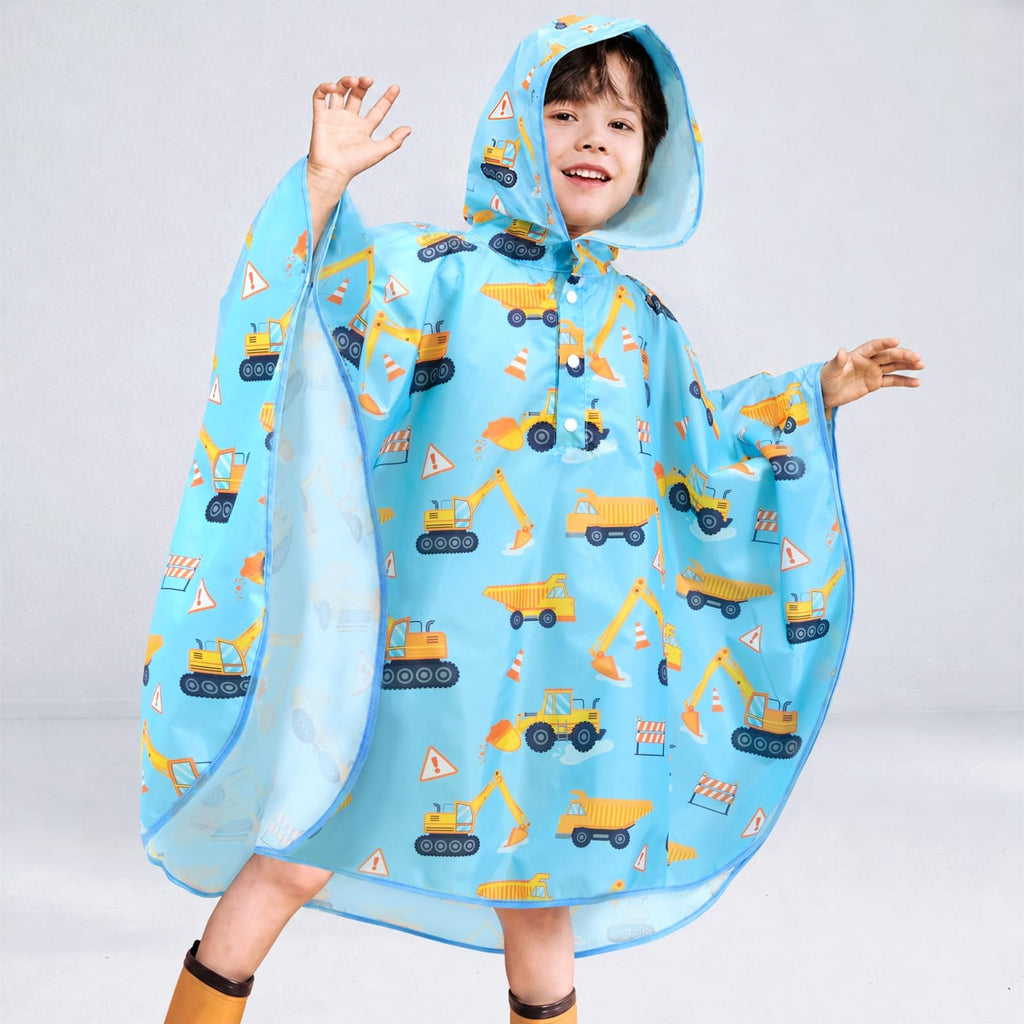 WAWSAM Kids Rain Poncho Waterproof Boys Girls Portable Raincoat Rain Jacket Lightweight Rainwear