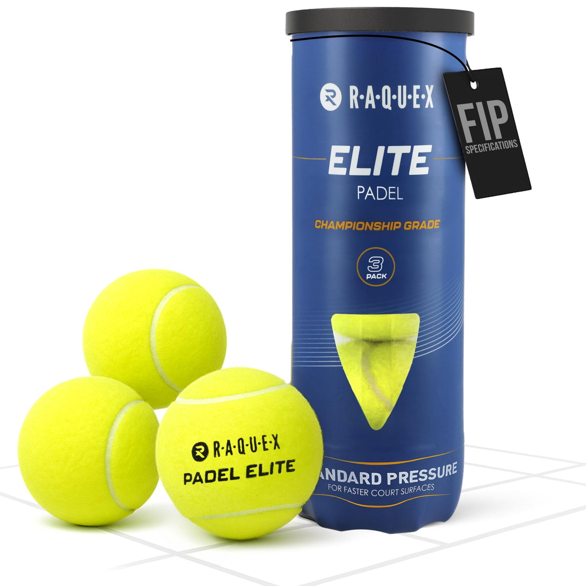 Raquex Elite Padel Balls - Standard or Pace - FIP Approved, 3 to 120 Balls