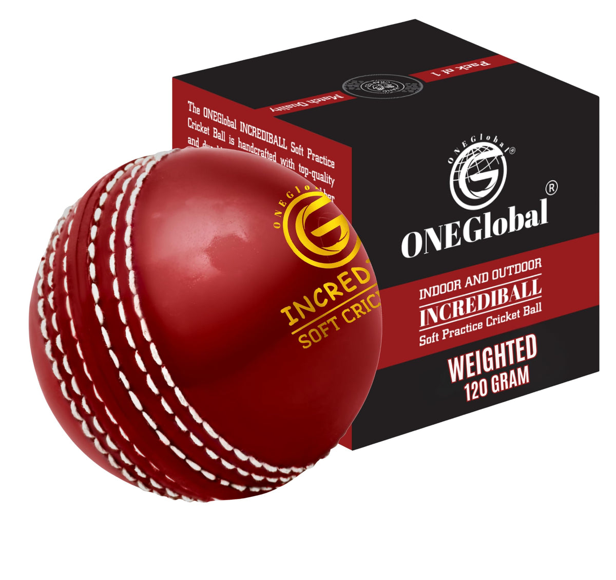 Incrediball Soft Practice Cricket Ball | Outdoor & Indoor Rubber Cricket Ball With Core & Stitched Seam | For Practice, Training & Family Fun | Senior & Junior Size