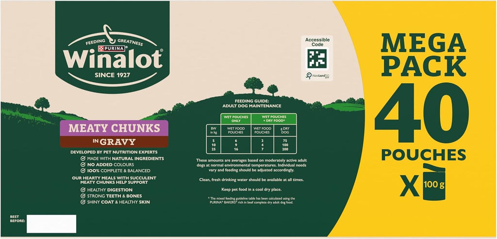 WINALOT Sunday Dinner Mixed in Gravy Wet Dog Food Pouches 40x100g