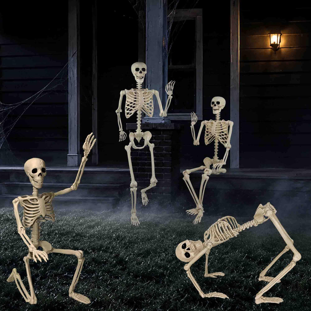 2 Pack 36"Halloween Skeleton - 3 ft Life Size Human Skeleton with Full Body Posable Joints Plastic Skeleton for Halloween Skeletons Decor Yard Patio Lawn Garden Skeleton Props Spooky Party Decoration