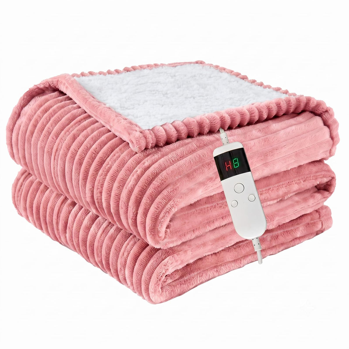 Heated Blanket Throw 130×160cm Electric Blanket, 10 Heating Settings, 1-8h Timer overheat Protection, Machine Washable, Flannel & Sherpa Full Body Warming, Electric Throw Blanket for Sofa