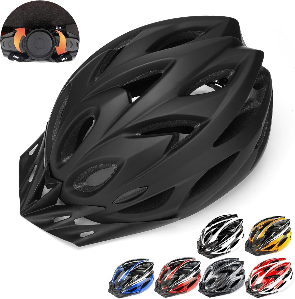 Cycle Helmet, Lightweight Bicycle Helmet, Adjustable Mountain & Road Bike Helmets for Adults, 18 Vents with Adjustable Strap & Detachable Visor for Mens Womens(Head Sizes58-62cm)