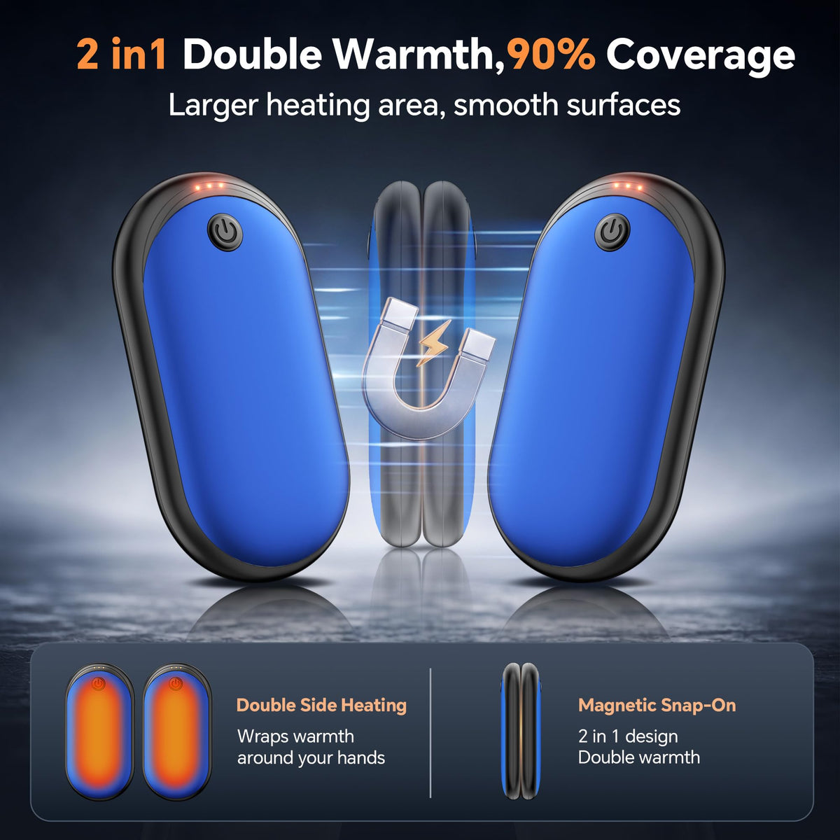 Hand Warmers Rechargeable 2 Pack, 24H Electric Portable Pocket Heater