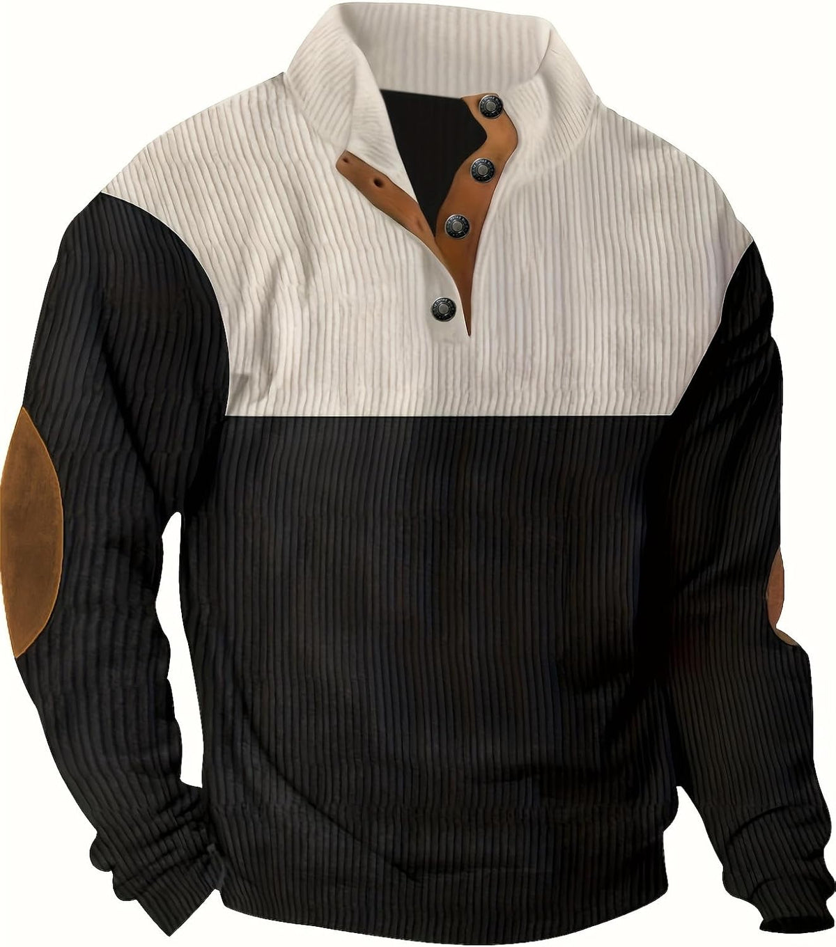Retro Colorblock Knitted Ribbed Sweater, Neutral Tones,Men's Casual Warm Stand Collar Pullover Sweater for Fall Winter,Blue