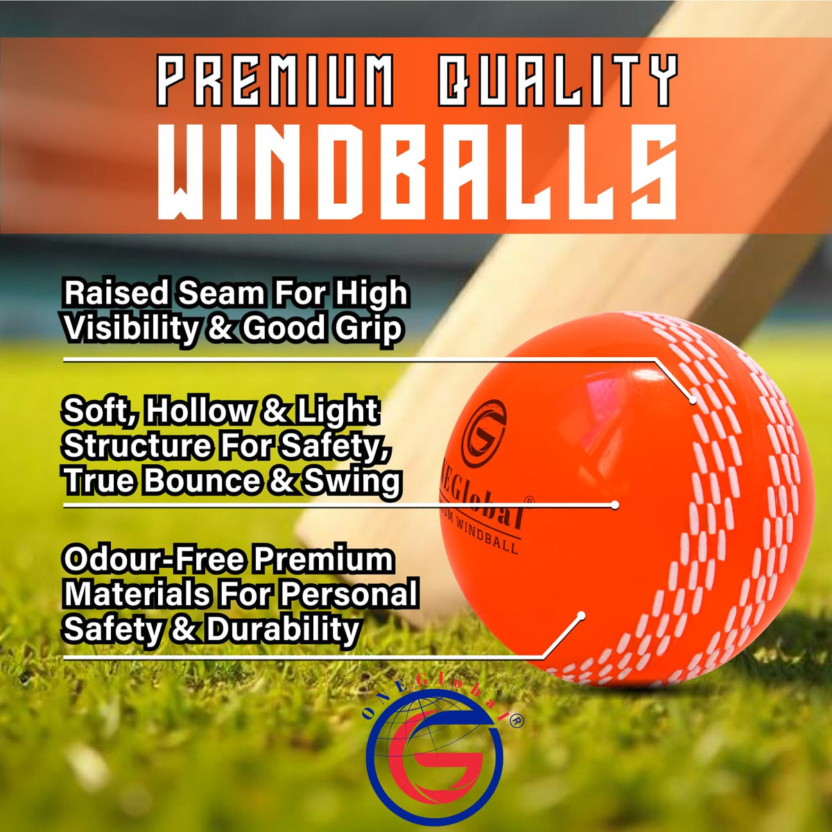 Premium Windball Soft Cricket Ball with Colour Seam | Wind Ball for Outdoor & Indoor Practice, Coaching, Garden & Beach Games