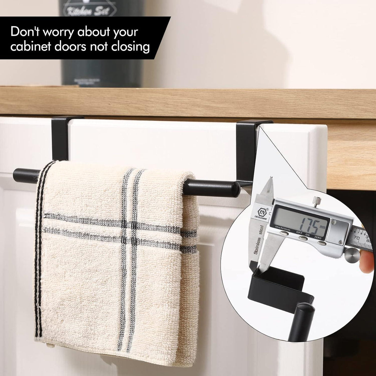 Over Door Towel Rail Set of 2 Kitchen Cabinet Towel Bar Bathroom No Drill