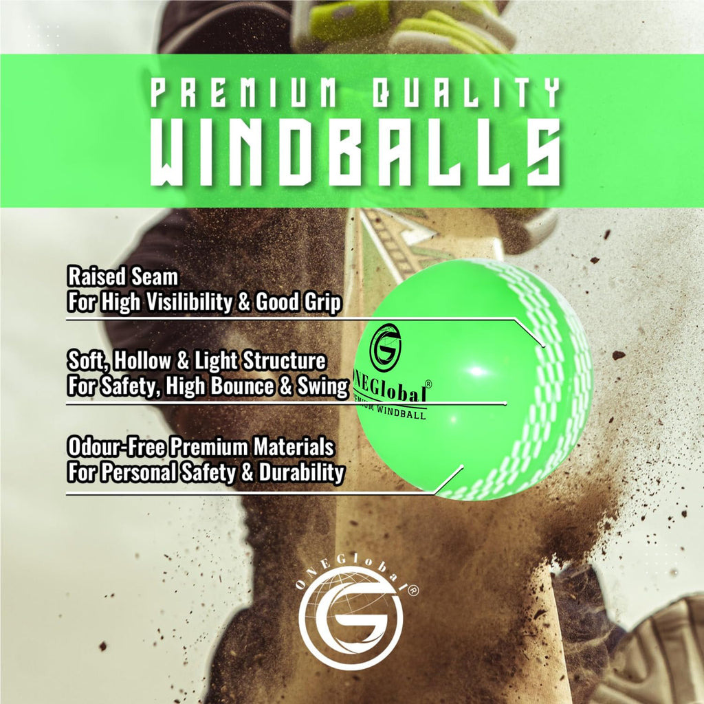 Premium Windball Soft Cricket Ball with Colour Seam | Wind Ball for Outdoor & Indoor Practice, Coaching, Garden & Beach Games