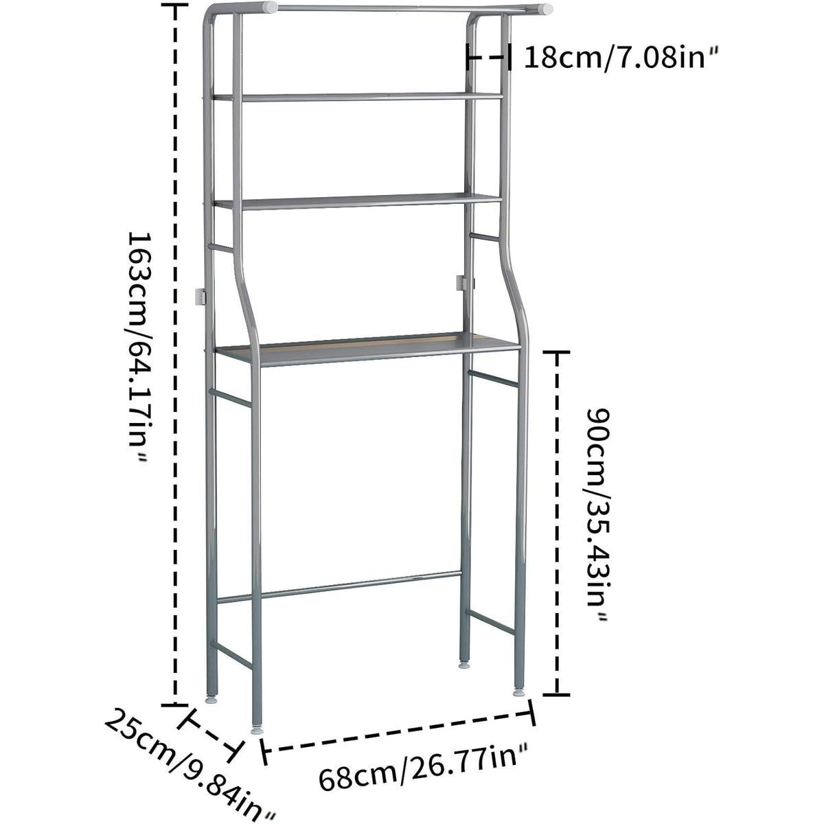 3 Tier Bathroom Storage Rack Silver Space Saving Shelf Organiser MOYIPIN