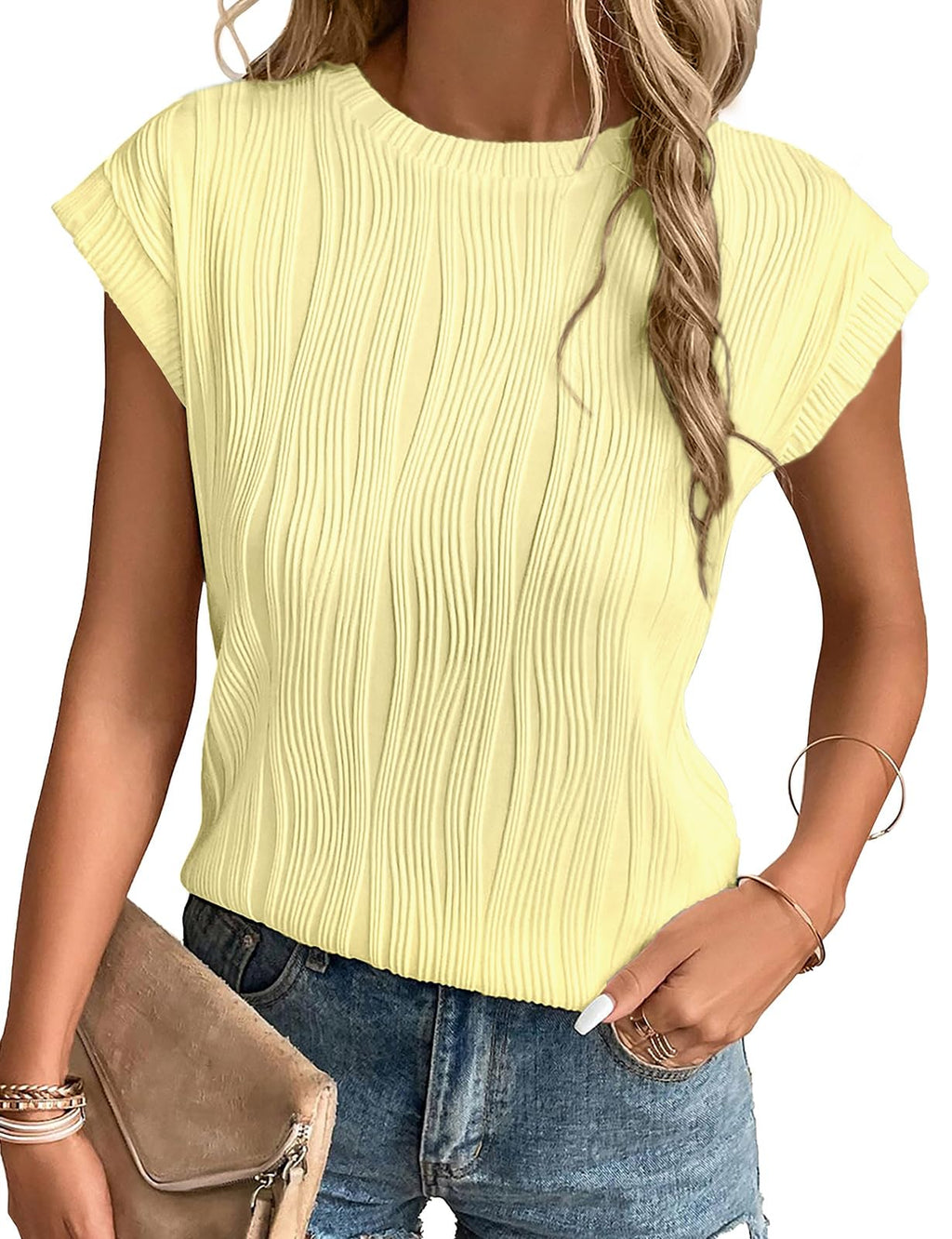 Gemulate Short Sleeve Tops Casual T Shirts Round Neck Blouse