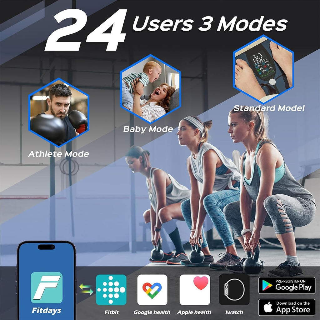 Smart Body Weight Scale Body Fat BMI Muscle Mass Bluetooth App Lepulse Black