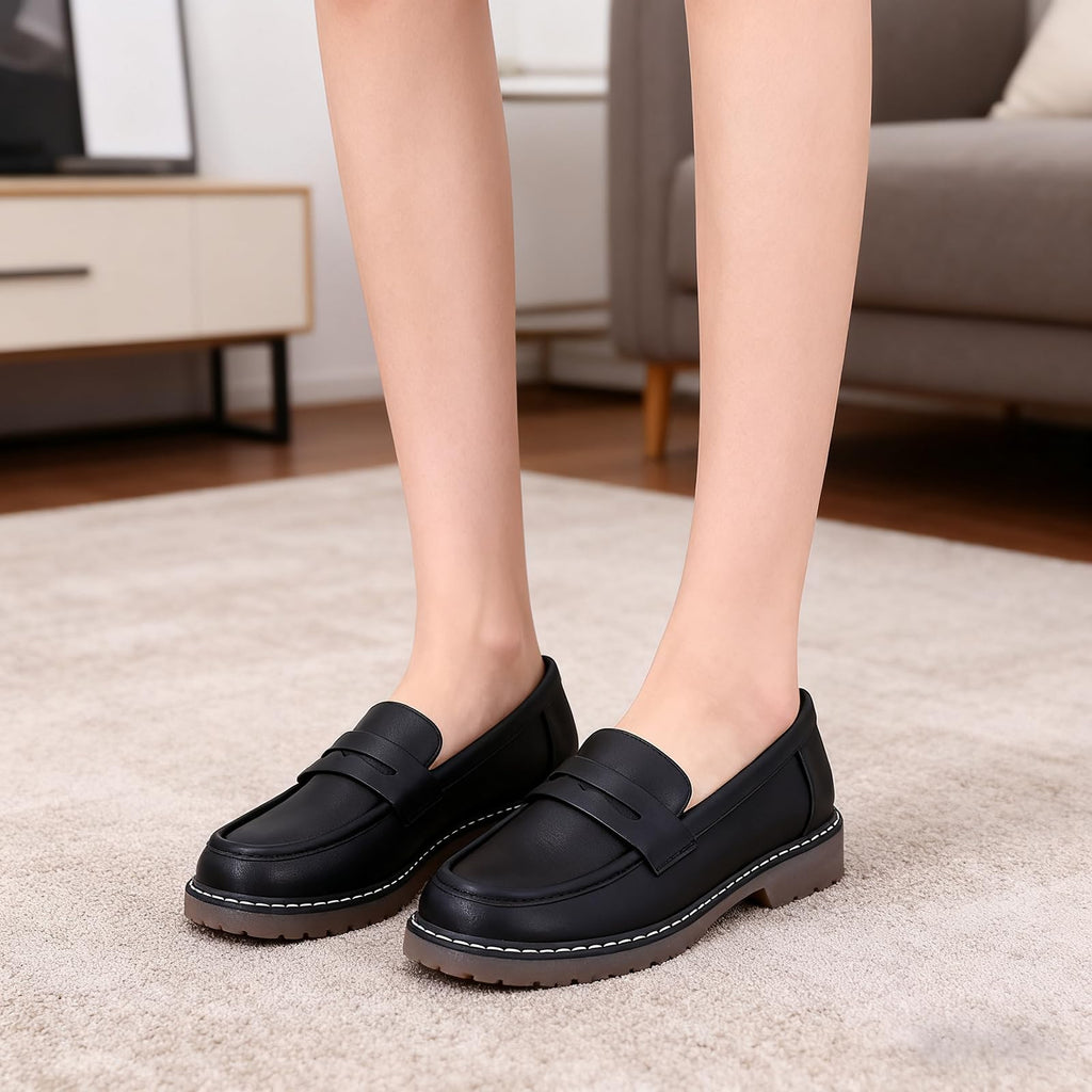 Womens Loafers Shoes Platform Chunky Penny Loafer Lug Sole Comfortable Slip On Work Office Business Casual Dressy Fashion Driving Moccasins Women Shoes