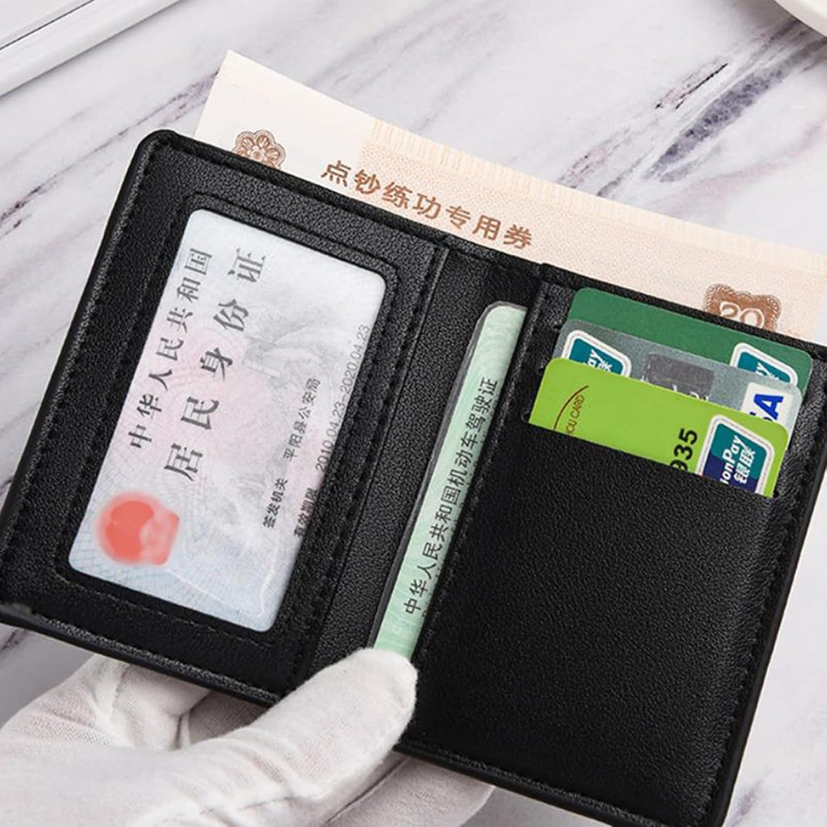 Super Slim Soft Wallet PU Leather Mini Credit Card Wallet Purse Card Holder, Black, 8.5 x 11 cm (3.3 x 4.3 in)