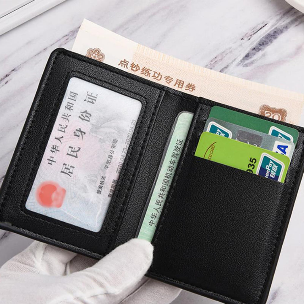 Super Slim Soft Wallet PU Leather Mini Credit Card Wallet Purse Card Holder, Black, 8.5 x 11 cm (3.3 x 4.3 in)