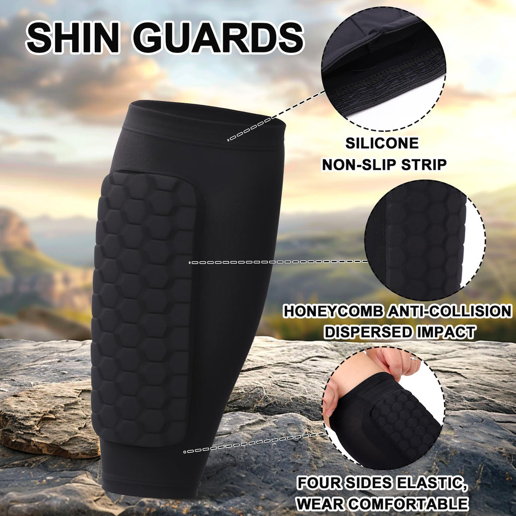 2 Pairs Shin Guards Kids,Shin Defender Kids,Football Soccer Shin Pads, Honeycomb Compression Sleeve Football Shins Guard For Boys Kid Teenagers