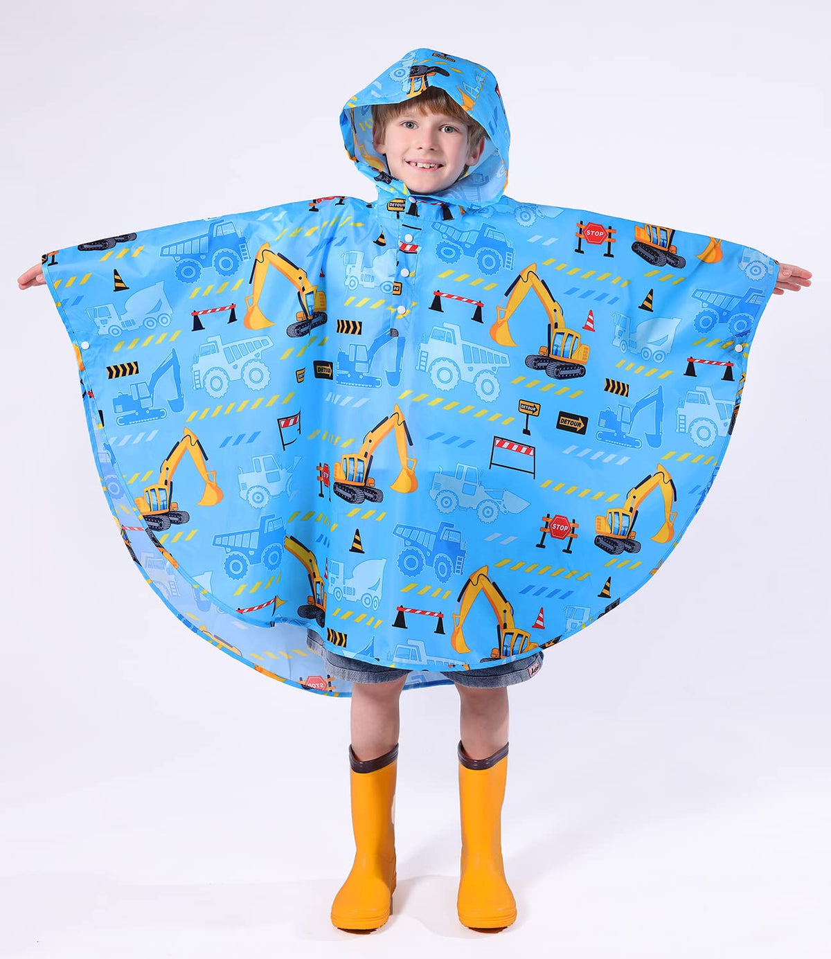 WAWSAM Kids Rain Poncho Waterproof Boys Girls Portable Raincoat Rain Jacket Lightweight Rainwear