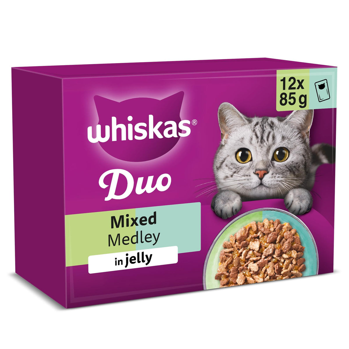 WHISKAS DUO Adult Wet Cat Food in Jelly 40x85g Surf & Turf