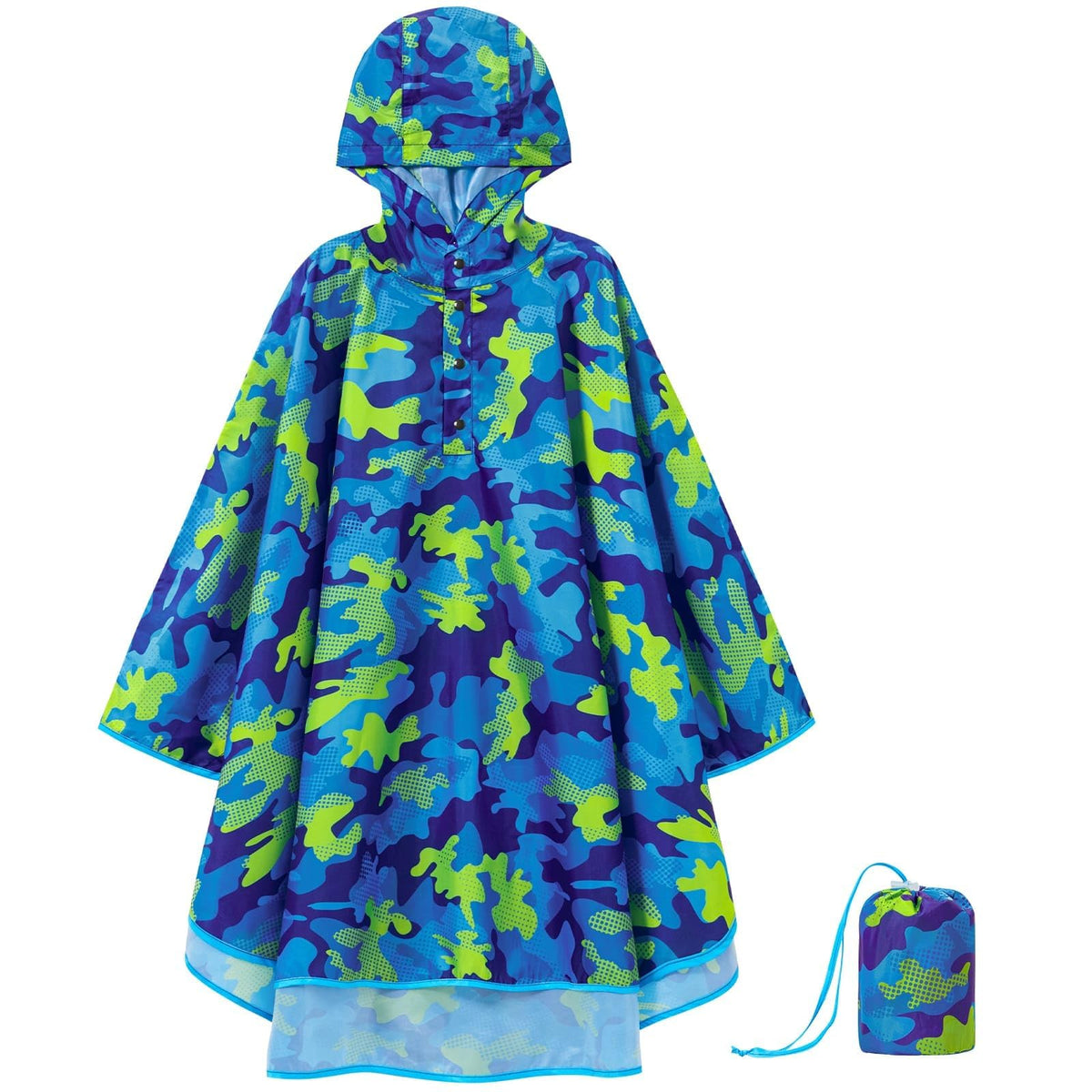 WAWSAM Kids Rain Poncho Waterproof Boys Girls Portable Raincoat Rain Jacket Lightweight Rainwear