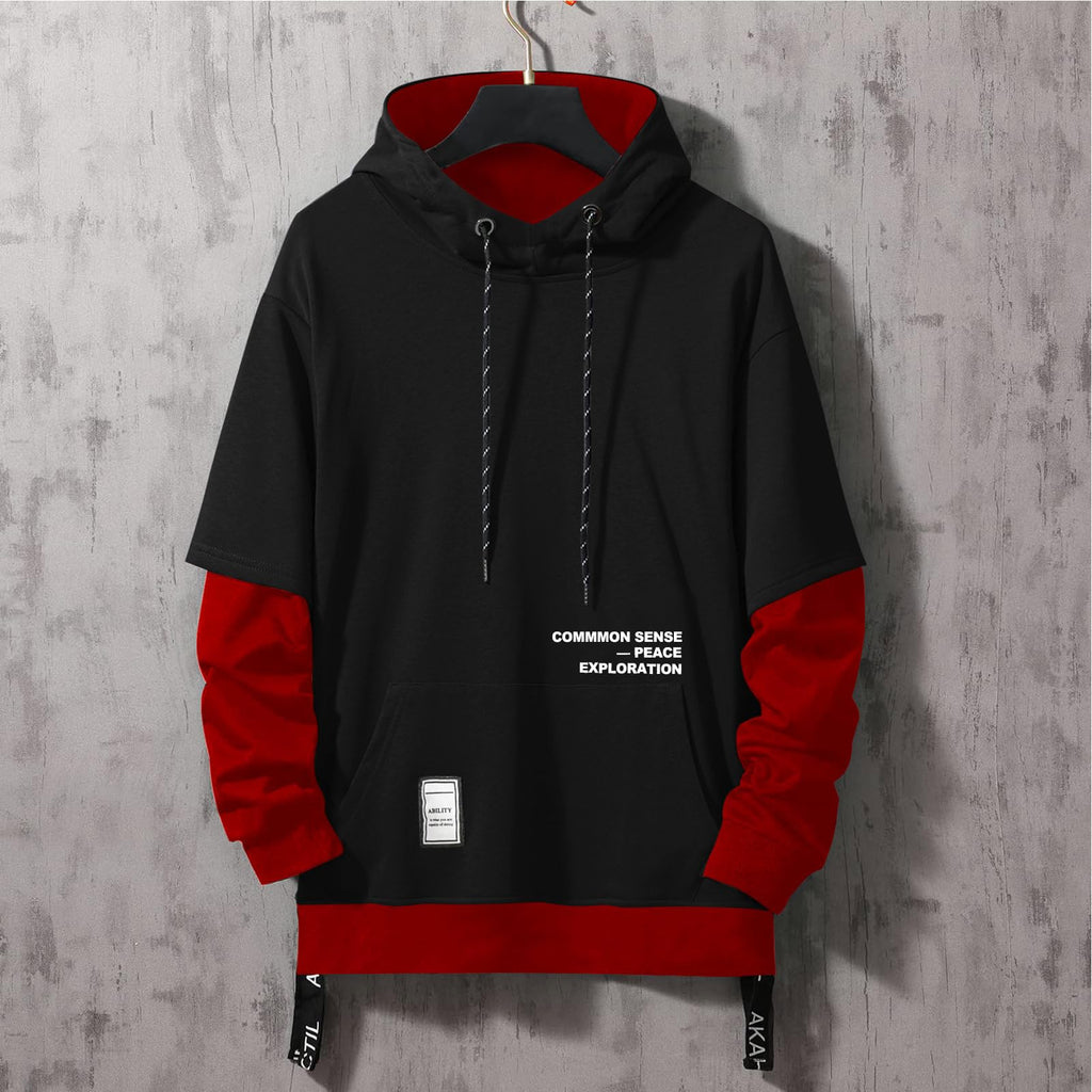 Moshtashio Men's Hoodie Colorblock Pullover Sweatshirt with Design Hip Hop