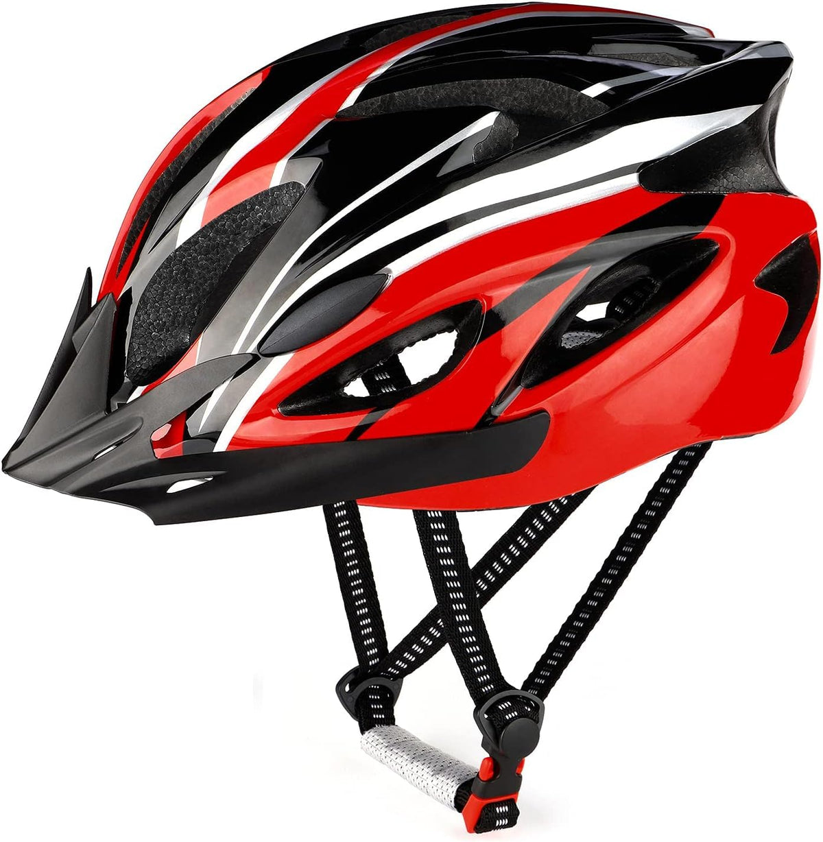 Cycle Helmet, Lightweight Bicycle Helmet, Adjustable Mountain & Road Bike Helmets for Adults, 18 Vents with Adjustable Strap & Detachable Visor for Mens Womens(Head Sizes58-62cm)