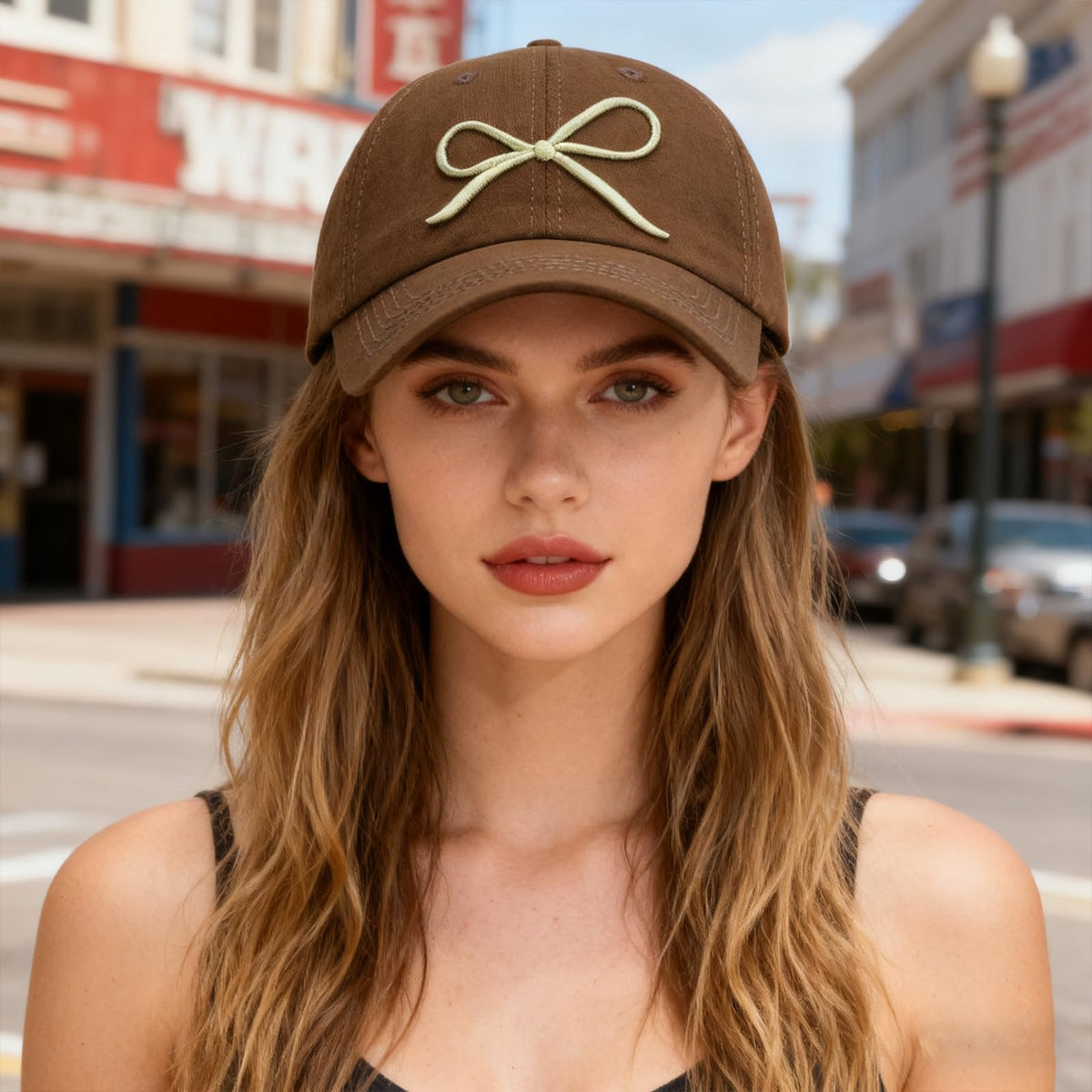 Baseball Cap Bow Embroidered Adjustable Vintage Washed Dad Hat Low Profile Unisex Casual Closure Classic Worn Look Headwear