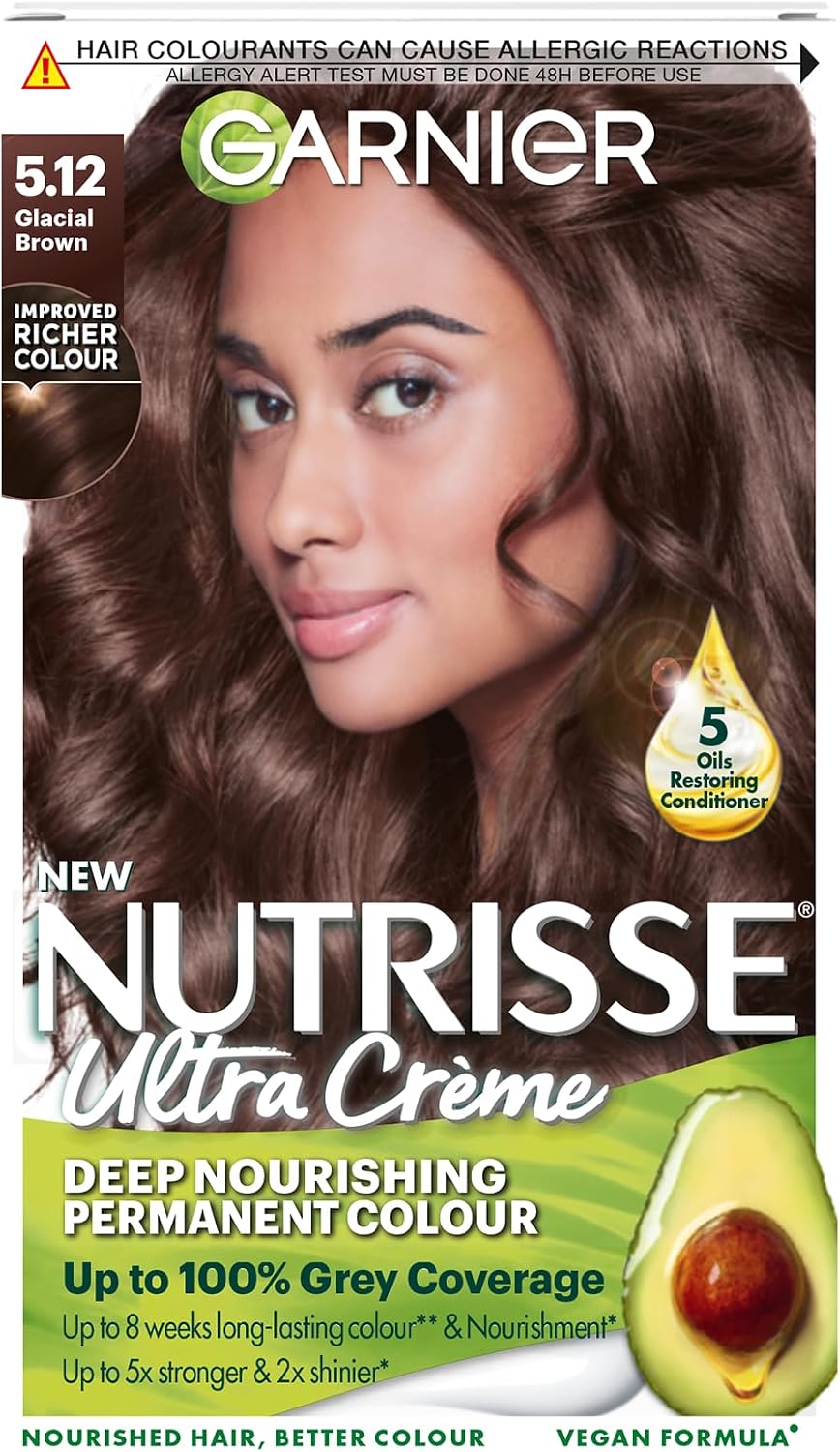 Garnier Nutrisse Ultra Color Permanent Hair Dye, 4.15 Iced Coffee Brown