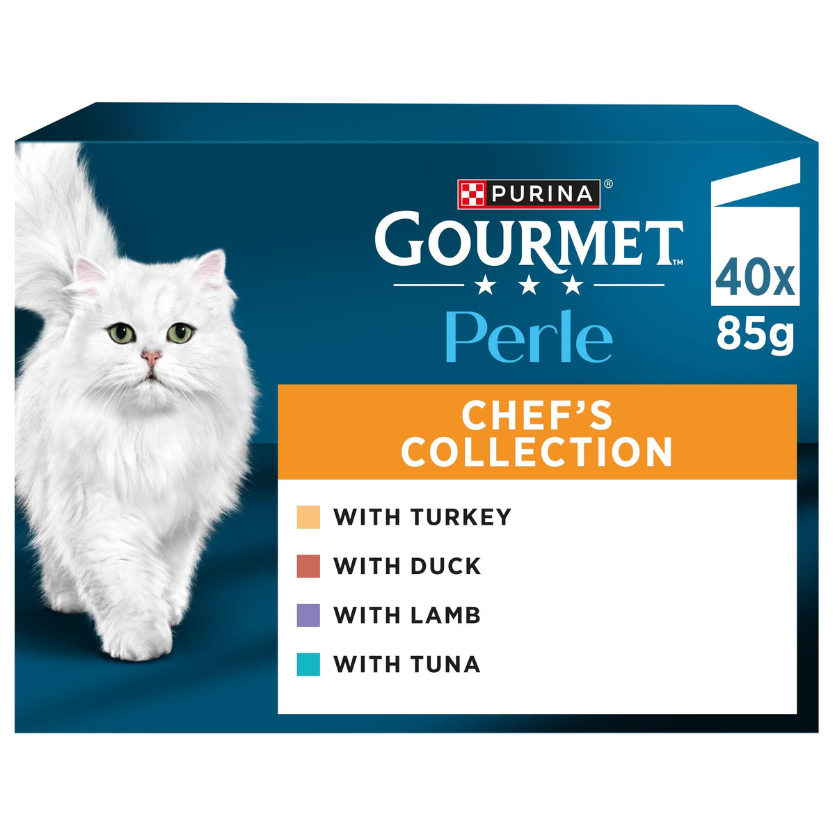 GOURMET Perle Ocean Collection Adult Wet Cat Food Mini Fillets in Gravy Tuna, Shrimp, Plaice, Salmon, White fish, Ocean Fish 40 x 85g Pouches