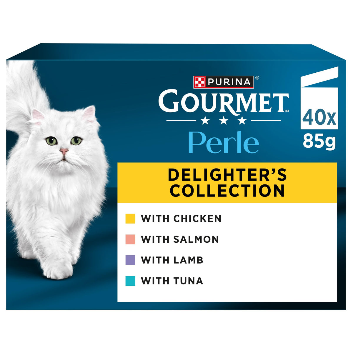 GOURMET Perle Ocean Collection Adult Wet Cat Food Mini Fillets in Gravy Tuna, Shrimp, Plaice, Salmon, White fish, Ocean Fish 40 x 85g Pouches