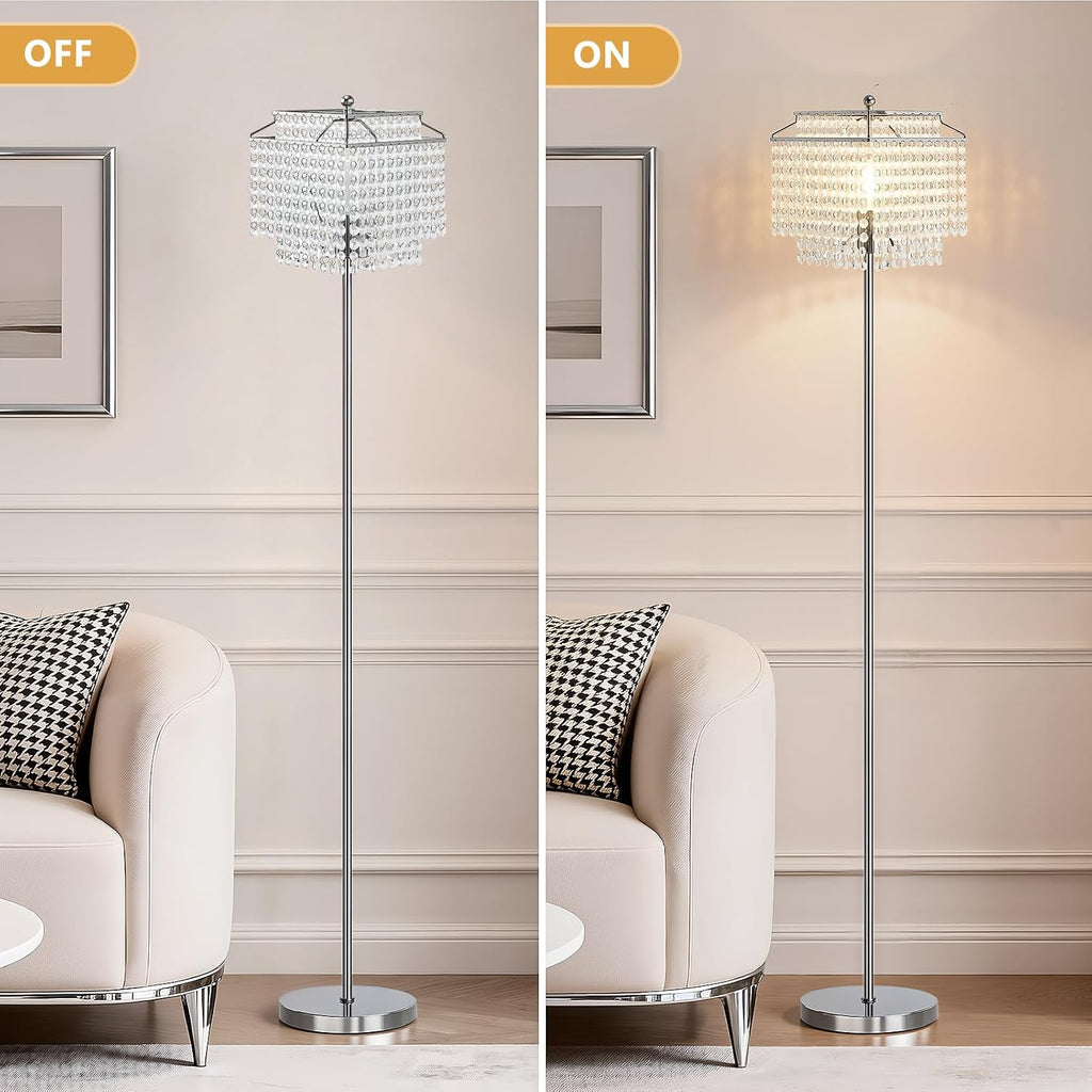 Crystal Floor Lamp Modern Standing Light Foot Switch Energy Class A+++ Home Decor