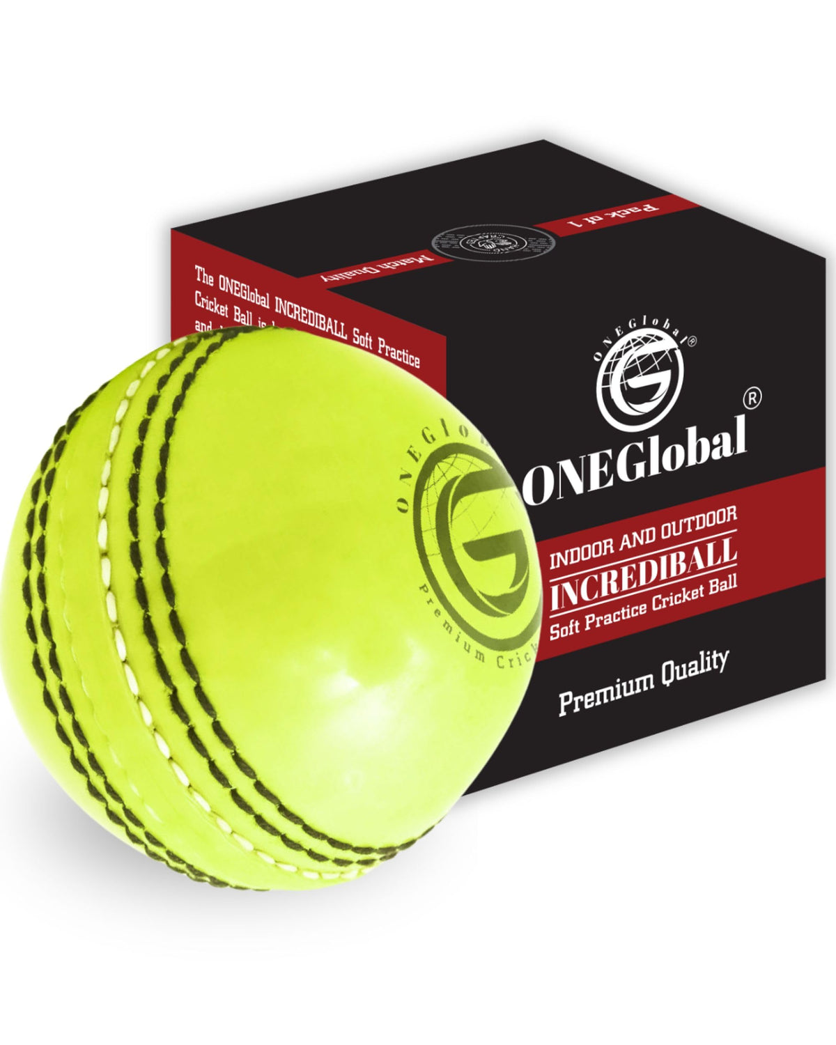 Incrediball Soft Practice Cricket Ball | Outdoor & Indoor Rubber Cricket Ball With Core & Stitched Seam | For Practice, Training & Family Fun | Senior & Junior Size