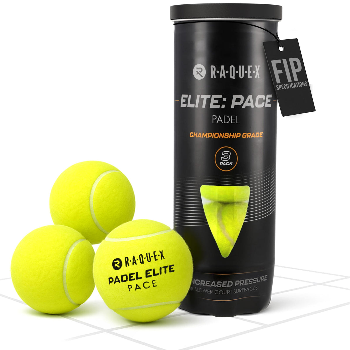 Raquex Elite Padel Balls - Standard or Pace - FIP Approved, 3 to 120 Balls