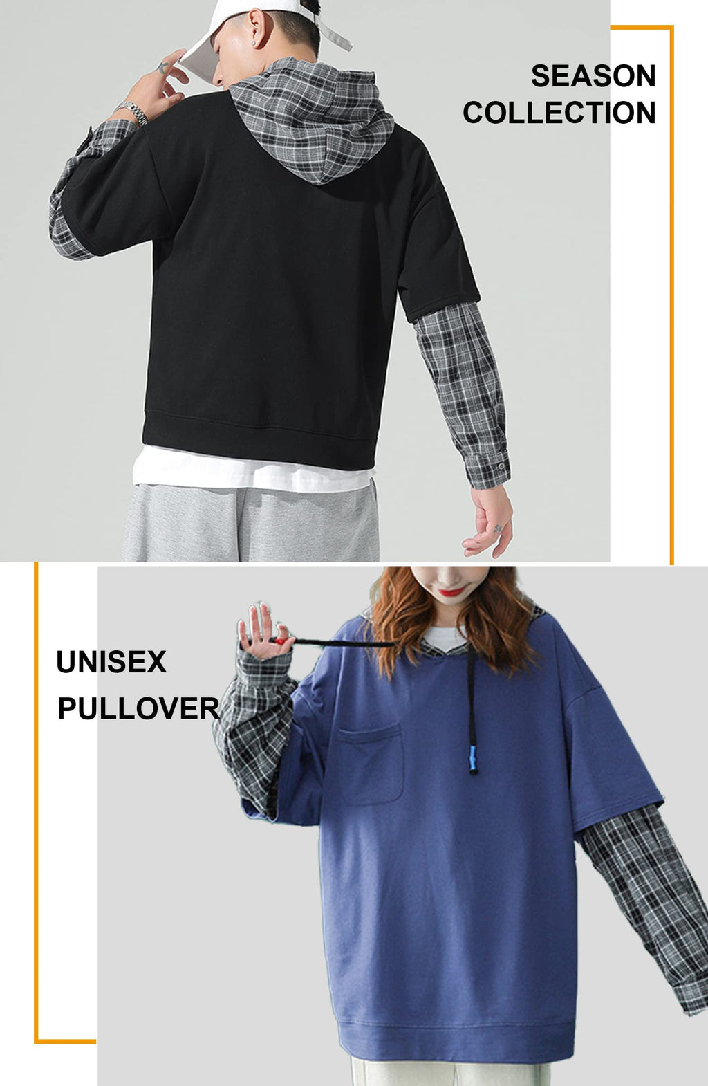 Moshtashio Men's Hoodie Colorblock Pullover Sweatshirt with Design Hip Hop