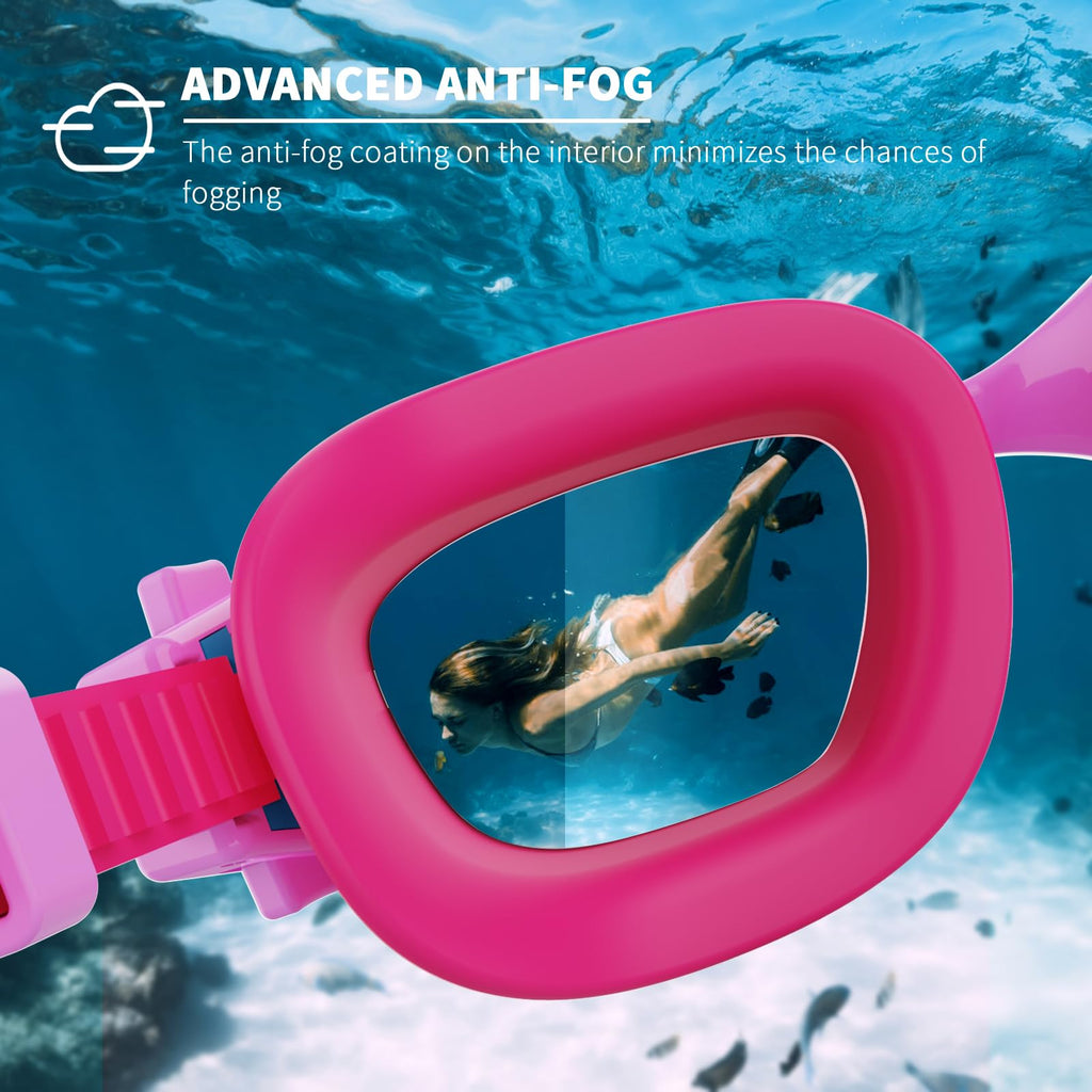 BEEWAY Kids Swimming Goggles for Boys Girls Age 6-14 Anti Fog & Leak Proof
